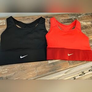 2 Nike Black and Red/Orange Sports Bras Small